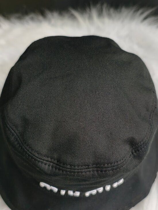 Miu Miu - Black - Bucket Hat - White Letters on Black Label main image 5